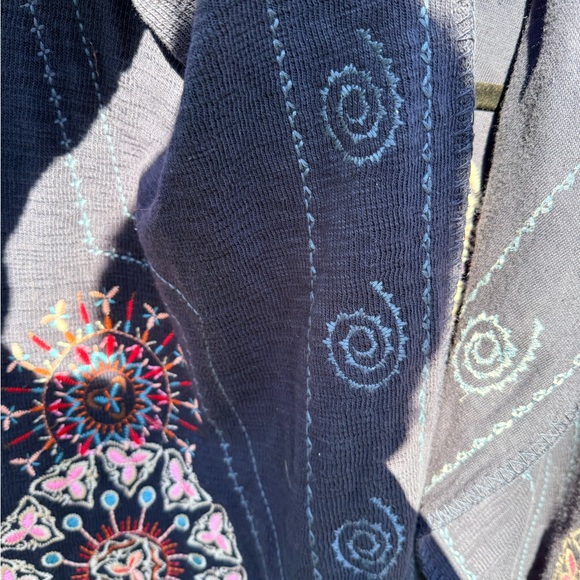 Paparazzi by BIZ Dark Blue Cardigan with Colorful Embroidery - Picture 12 of 12